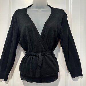 DKNY 100% Linen Toile, Crossover/Wrap Cardigan, Size L